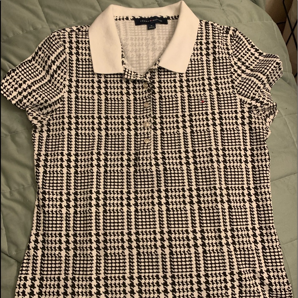 Women’s White Print Polo